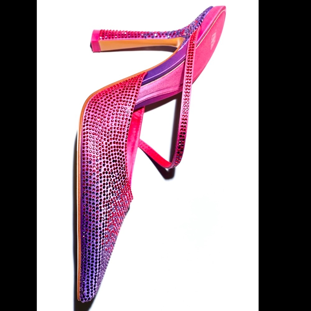 Zara pink purple gradient rhinestones heeled mules - Picture 8 of 12